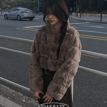 Puring High-Neck Fur Jacket
