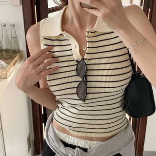 Hour Collar Knit Sleeveless
