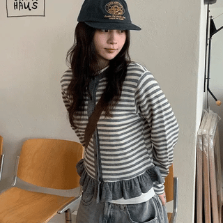 Lorenin Frill Stripe Cardigan