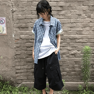 Modular Loose Fit Check Short Sleeve Shirt
