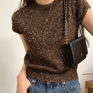 Apple Heathered Cap Sleeve Short Knit