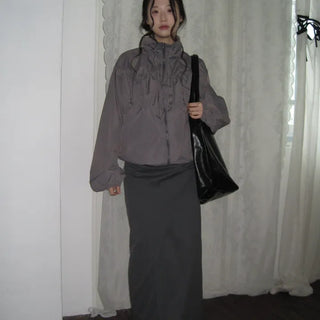 Loose Shirred Windbreaker