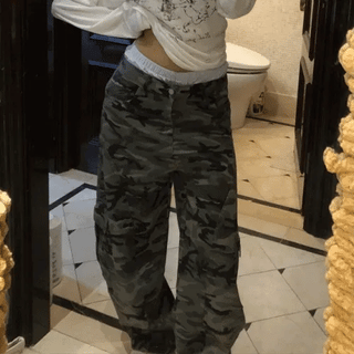 Military cargo bootcut pants