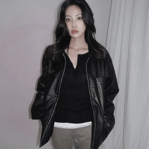 Nixon Vintage Loose Fit Leather Jacket