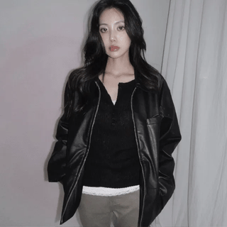 Nixon Vintage Loose Fit Leather Jacket
