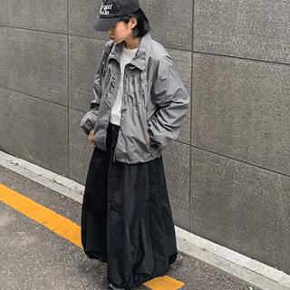Hedel Shirred Collar Windbreaker Jumper