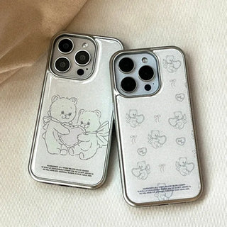 Vintage Heart Bear iPhone 18 Pro MagSafe Silver Bumper Case