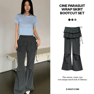 Cine Parachute Wrap Skirt Bootcut Set