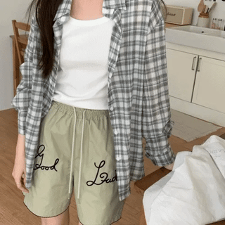 LIKEMENT Zenith Snap Button Loose Fit Check Shirt