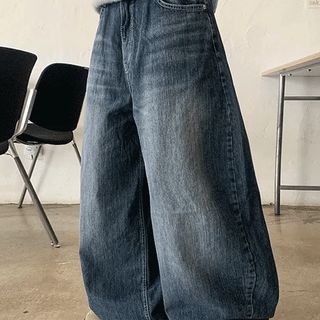 Mentoni Washed Balloon Wide Denim Pants