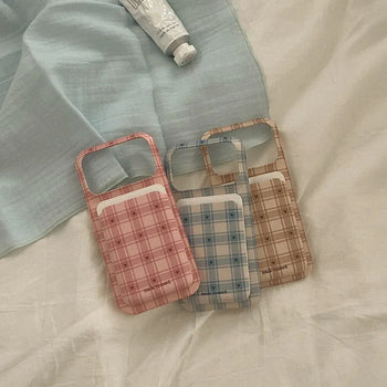 Tiny Heart Check MagSafe Card Slot Wallet Pocket Case