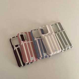 Autumn Cotton Stripe MagSafe Card Slot Wallet Pocket Case