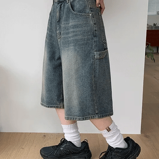 Ellat Vintage Carpenter Washed Bermuda Denim Pants