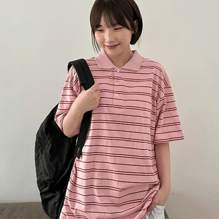 Hillen Striped Collared Short Sleeve Tee