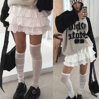 Layered Velvet Tiered Mini Skirt