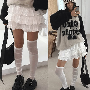 Layered Velvet Tiered Mini Skirt
