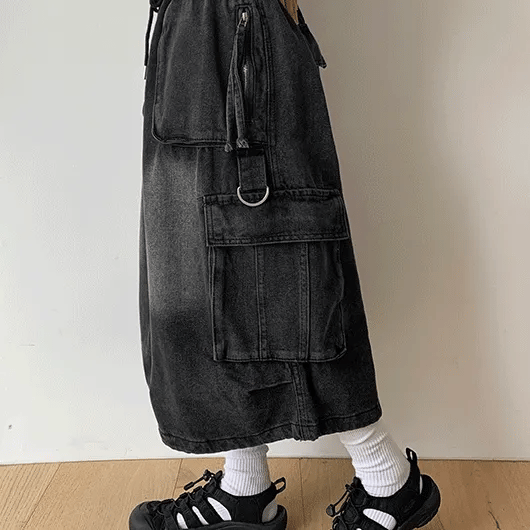 Malant Washed Denim Cargo Bermuda Pants