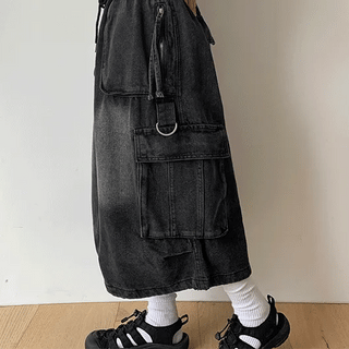 Malant Washed Denim Cargo Bermuda Pants