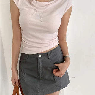 flap pocket cargo miniskirt