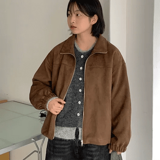 Huppenley Collar Suede Jacket