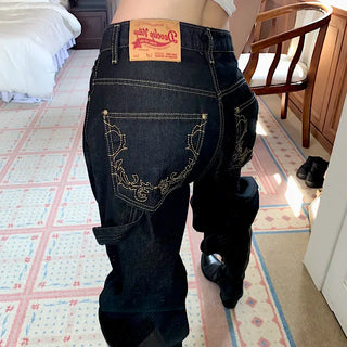 denim cargo wide pants
