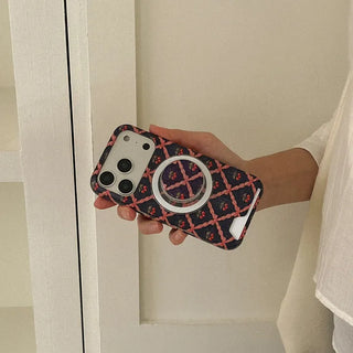 Vintage Cherry Pattern MagSafe Card Phone Case for iPhone 17 Pro Hard