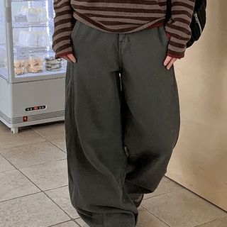 Benves Brushed Cotton Wide Pants