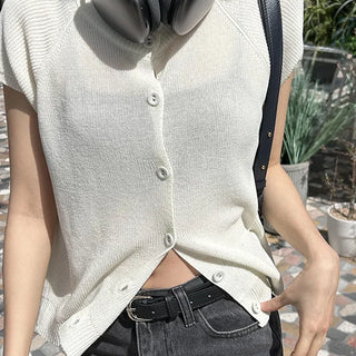ROUND button knitted vest