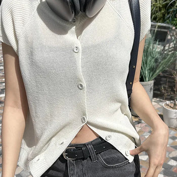 ROUND button knitted vest