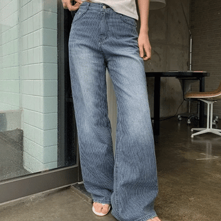 Beach Stripe Straight Fit Denim Pants