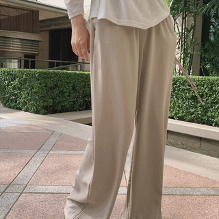 TIEV Linen Wide Elastic Waist Pants