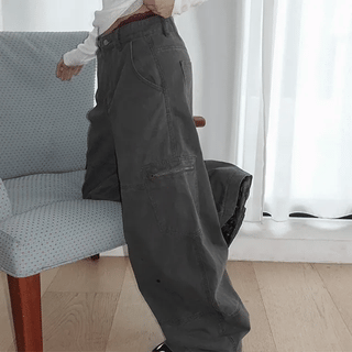 Hoden Vintage Wide Cotton Cargo Pants
