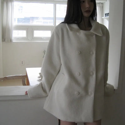 Snow Boucle Collar Half Coat