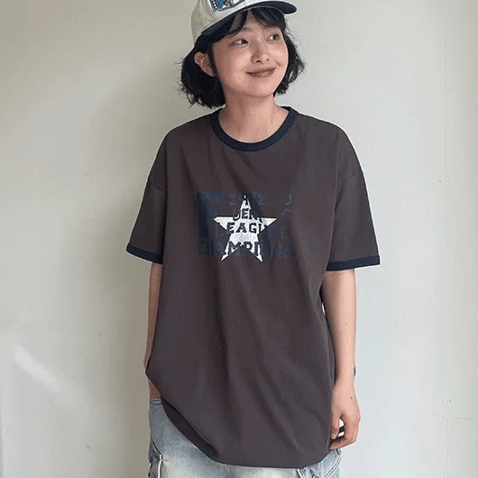 Reformed Star Color Block Ringer Oversized Short Sleeve Tee