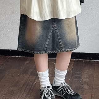 Ankel Cat Wash Denim Midi Skirt