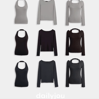 Mavis Layered Soft Long Sleeve Halter Neck Sleeveless Set