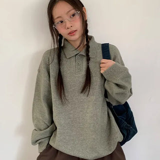 Hubble Color Button Wool Collar Overknit