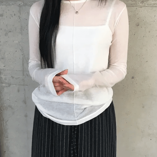 Winnie Tencel Cutout Long Sleeve Tee (2 colors)