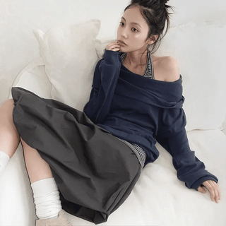 Radov Balloon Pintuck Midi Cotton Skirt