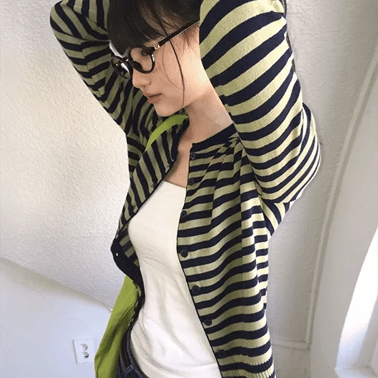 Haleji Striped Knit Cardigan