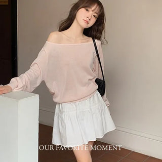 Summer Smoothie Asymmetrical Off-Shoulder Knit