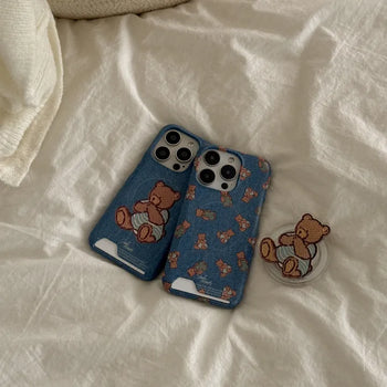 Teddy in Denim MagSafe Card Phone Case for iPhone 17 Pro Hard
