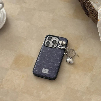 Denim Bloom iPhone 18 MagSafe Black Bumper Case