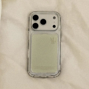 [Set] Warm Plain MagSafe Gel Hard Phone Case + MagSafe Clear Card Wallet