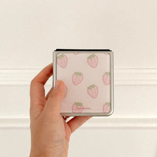 Strawberry Picnic Galaxy Z-Flip Fold 8 Epoxy Silver Bumper Case