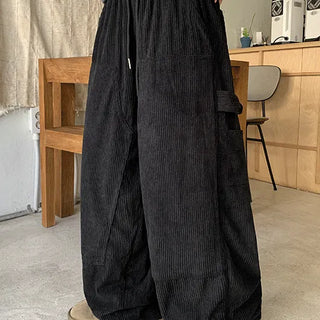 Romkey Elastic Corduroy Carpenter Wide Pants