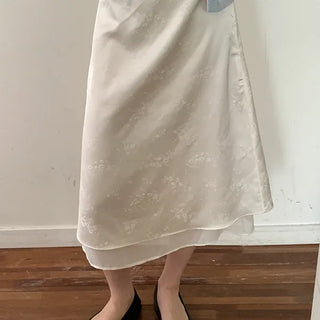 Nana Corsage Chiffon Midi Skirt