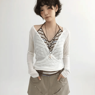 [Set] HALTER LAYERED TEE SET