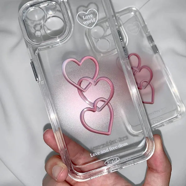 Pink Heart Ring Gradient Transparent iPhone Case