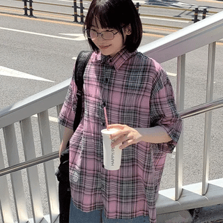 Kidou Check Short Sleeve Overshirt